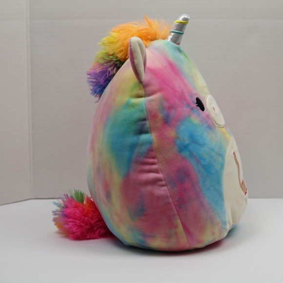 Squishmallows Monogrammed L Rainbow Unicorn Plush - Picture 7 of 12